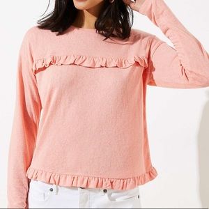 LOFT long sleeved top with ruffle